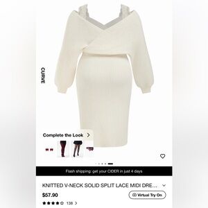 Cider Cream Long Sleeve Knitted Dress
